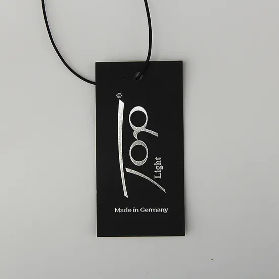 Sinicline Fancy Black Foil Stamping Hangtag with Wax Cord
