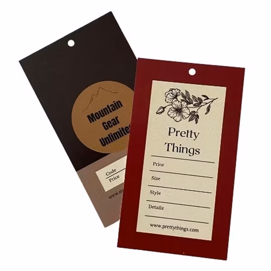 Custom Tags Designer PVC Paper Hangtag with String Loop