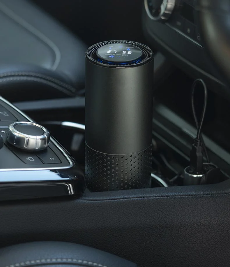 Multi-Purification USB Interface Output Semi-Metal + Half ABS/ Half Leather Car Air Purifier---New Product
