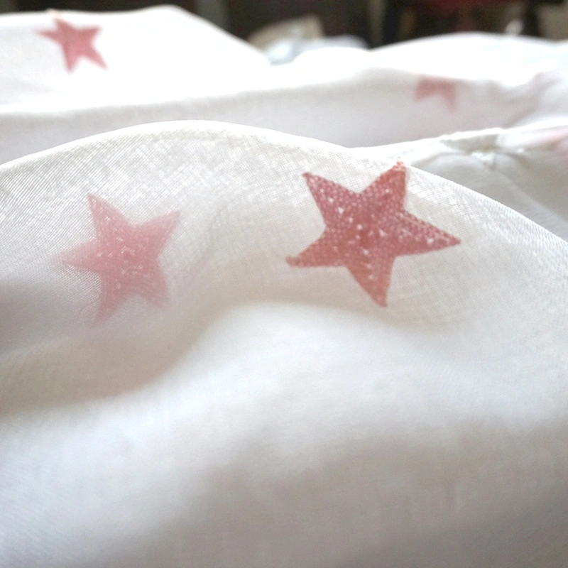 Five Pointed Star Embroidery Window Screen Cartoon Children&prime; S Room Small and Fresh Living Room Bedroom Float Window Finished Product
