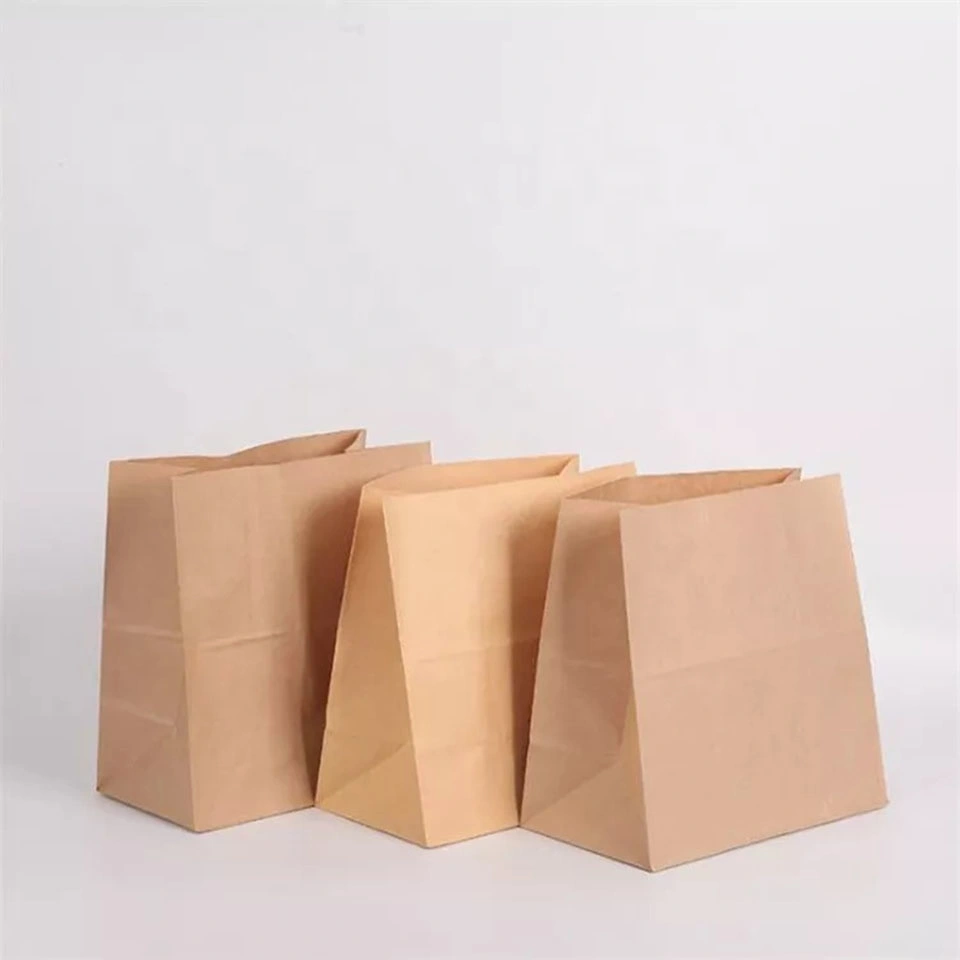 Recycled Biodegradable Retail Grocery Shopping Packaging Custom Made Fast Food Take Away Clothes Packaging Kraft Paper Bag