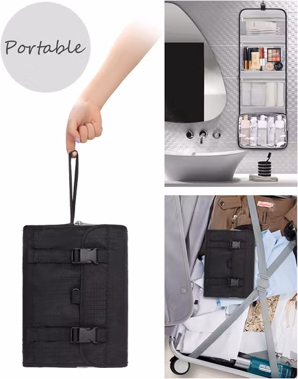 Large Size Toiletry Bag for Women, Travel Essentials Organizer, Hanging Makeup Case for Accessories, Cosmetics, Toiletries