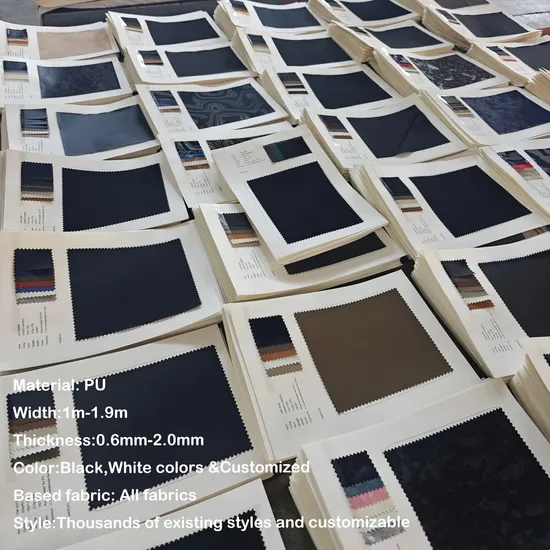 Factory Free Sample Polyurethane Fabric PU Leather Synthetic Leather for Sofa Bag Clothing Shoes PU Coated Fabric Cover Notebook Clothing Fabric 