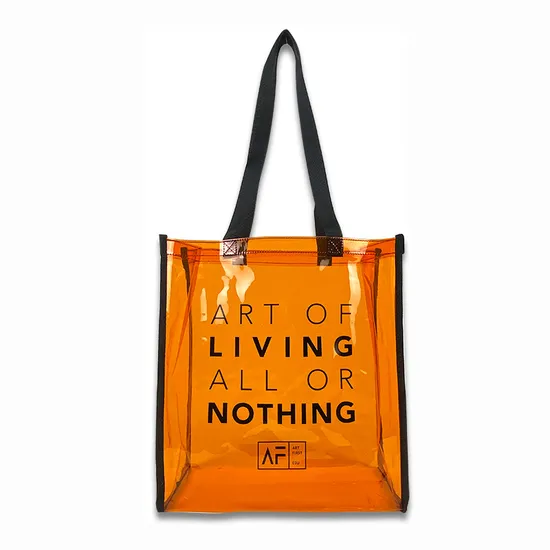 Custom Clear Brown PVC Large Tote Bag Beach Shoulder Bag Shopping Tote Bag 