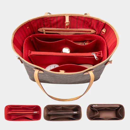 Customized Felt Tote Bag Organiser Handbag Purse Organizer Bag Insert Bag with Dividers Inside for Long Champ Neverful, Speedy and More 
