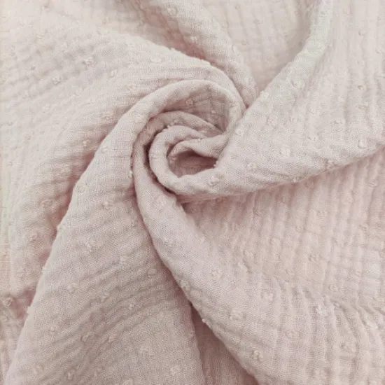 Cotton DOT Jacquard Double Layer Leno Mussline Gauze Fabric for Baby Kids Garment Fabric