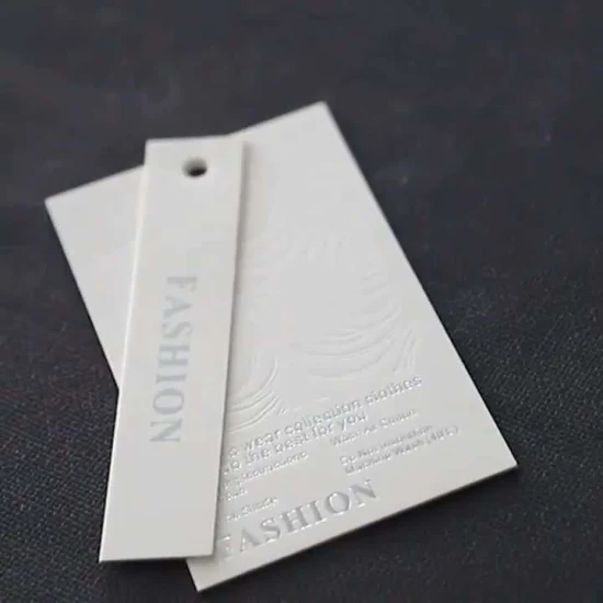 Luxury Recycled Garment Labels Embossed Custom Printing Hang Tag Special Cardboard Brand Name Hangtags for Clothing Own Logo