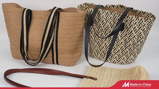 Wholesale Travel Tote Bag Paper Straw Lady Hand Bag Shoulder Handbag 