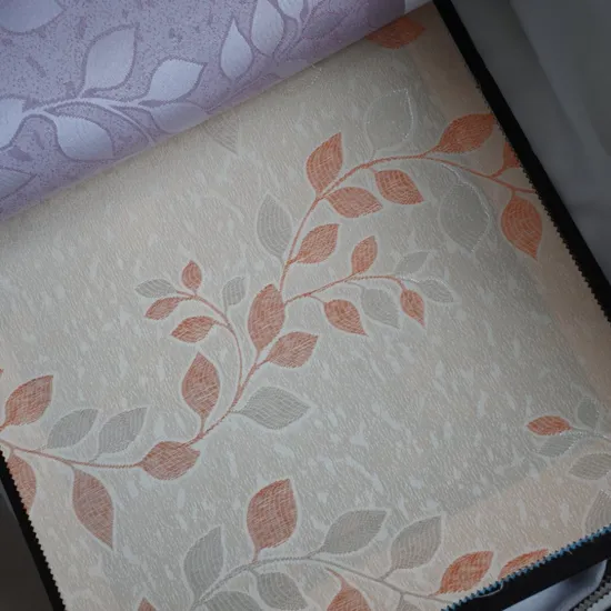 Hot sales high quality household cortinas product hojitas pattern 100% polyester jacquard curtain fabric 