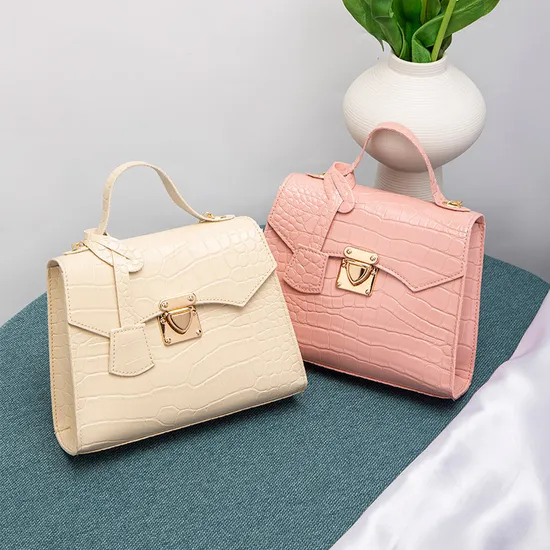 Crocodile Print Kelly Bag 2022 Women′s Handbag Simple Vintage Fashion Small Tote 